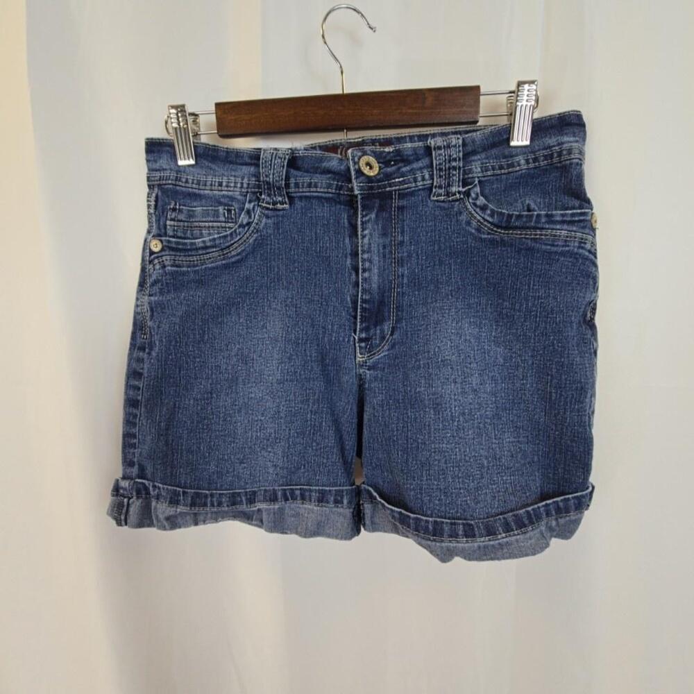 Angels Shorts Womens 10 Blue Denim Skimmer Cuffed Stretch Casual Summer